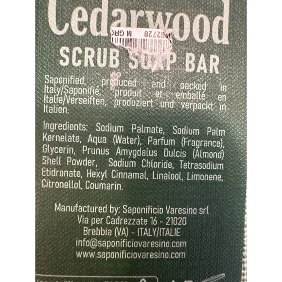 Sapone Artigianale Cedarwood Scrub Soap Bar 10.5 Oz Nourishing Set of 2 Italy - Picture 5 of 5